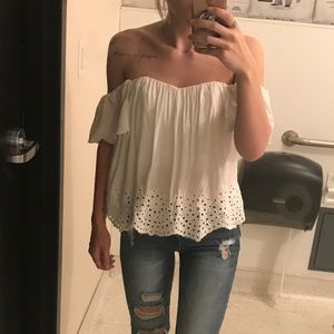 Off the should white top